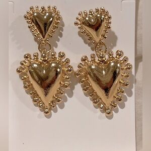 Gold Heart Drop Earrings